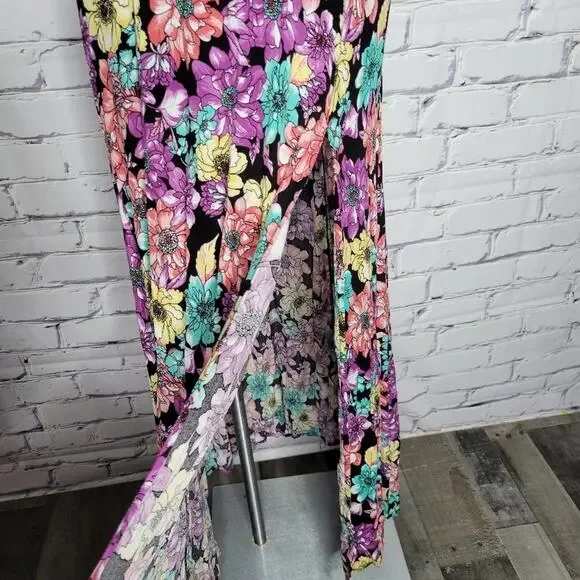 Lulus Black Multi Color Floral Print Maxi Dress, size Small - Picture 7 of 11